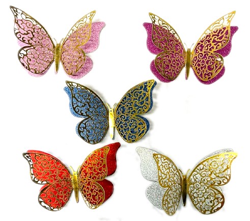 Mariposas Decorativas Grandes X 12 Metalizada