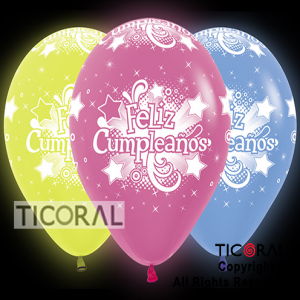 Globos R-12 Impreso 2 Caras Tinta Negra Feliz Cumpleaños