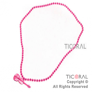 COLLAR PERLAS FUCSIA CON GUITARRA HS5117-4 x 1