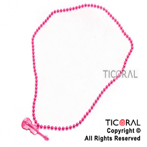 COLLAR PERLAS FUCSIA CON GUITARRA HS5117-4 x 1