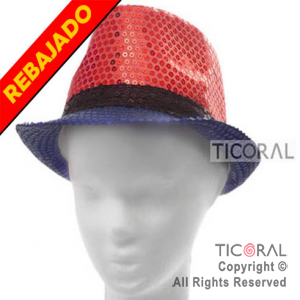 SOMBRERO GUAPO LENTEJUELA AZUL Y ROJO HS5289-3 x 1