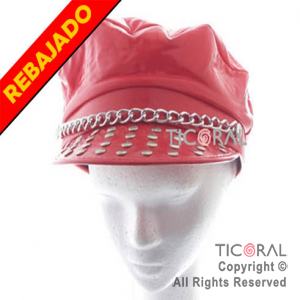 SOMBRERO VISERA ROJA TACHAS Y CADENA HS733-3 x 1