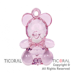 OSO CRISTAL ROSA FACETADO 3cm x 2 cm HS6124-1 X 12