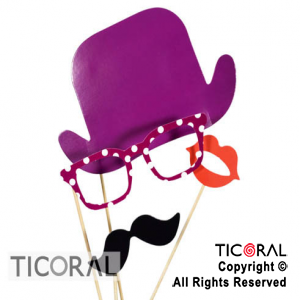 PHOTO PROPS EN VIOLETA GALERA ANTEOJO BIGOTE BOCA HS6704 X 4