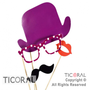 PHOTO PROPS EN VIOLETA GALERA ANTEOJO BIGOTE BOCA HS6704 X 4