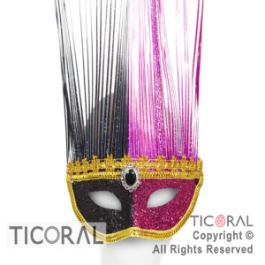 MASCARA METAL BICOLOR CON FLECOS FUCSIA Y NEGRO HS6855-1 x 1