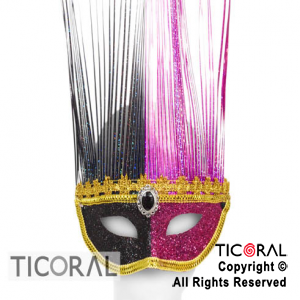 MASCARA METAL BICOLOR CON FLECOS FUCSIA Y NEGRO HS6855-1 x 1