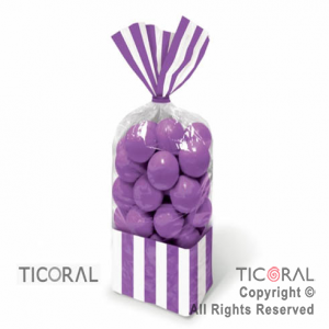 BOLSA CON FUELLE 10 x 15 CON RAYAS VIOLETA CON PRECINTOS HS7189-5 x 18