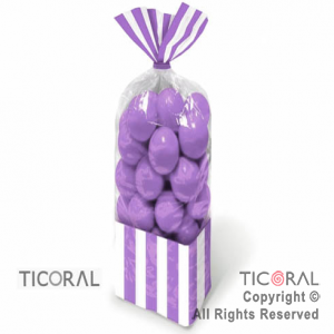 BOLSA CON FUELLE 8 x 27 CON RAYAS VIOLETA CON PRECINTOS HS7191-5 x 10