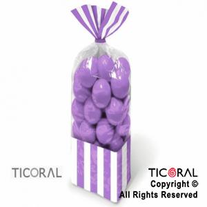 BOLSA CON FUELLE 8 x 27 CON RAYAS VIOLETA CON PRECINTOS HS7191-5 x 10