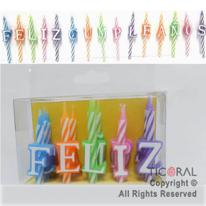 VELA SET FRASE FELIZ CUMPLEAOS LUJO MULTICOLOR HS7205 x 1