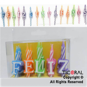 VELA SET FRASE FELIZ CUMPLEAOS LUJO MULTICOLOR HS7205 x 1