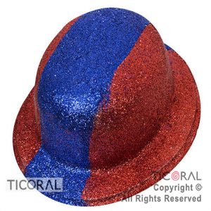 SOMBRERO BOMBIN GIBRE BICOLOR ROJO AZUL Y ROJO PLASTICO HS7087 X 1