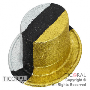 SOMBRERO GALERA ALTA GIBRE TRICOLOR PLATA ORO Y NEGRO PLASTICO HS7170 X 1