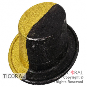 SOMBRERO GALERA ALTA GIBRE BICOLOR ORO Y NEGRO PLASTICO HS7172 X 1