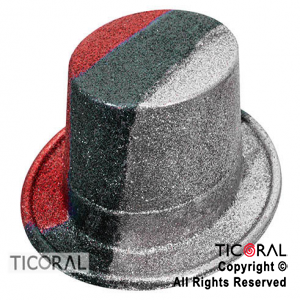 SOMB GALERA ALTA GIBRE TRICOLOR PLATA ROJO Y NEGRO PLASTICO HS7171 X 1