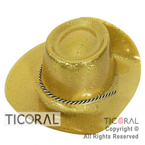 SOMBRERO VAQUERO HOLOGRAFICO ORO PLASTICO HS7140 X 5