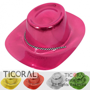 SOMBRERO VAQUERO METALIZADO COLORES SURTIDOS PLASTICO HS7139 X 5