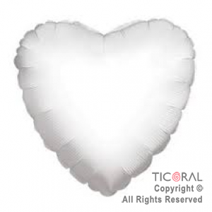 GLOBO MYLAR CORAZON 18  BLANCO METALIZADO ENVASADO HS7958-B-6  X 1 X ( 5 )