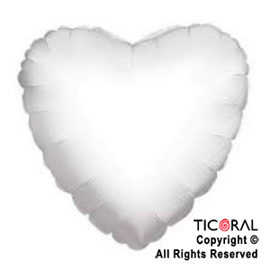 GLOBO MYLAR CORAZON 18  BLANCO METALIZADO ENVASADO HS7958-B-6  X 1 X ( 5 )