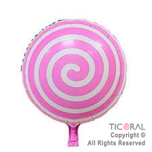 GLOBO MYLAR REDONDO 18  ESPIRAL ROSA ENVASADO HS7958-G-1 X 1 X ( 5 )