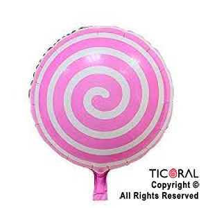 GLOBO MYLAR REDONDO 18  ESPIRAL ROSA ENVASADO HS7958-G-1 X 1 X ( 5 )