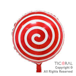 GLOBO MYLAR REDONDO 18  ESPIRAL ROJO ENVASADO HS7958-G-2 X 1 X ( 5 )