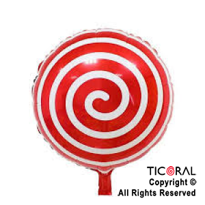 GLOBO MYLAR REDONDO 18  ESPIRAL ROJO ENVASADO HS7958-G-2 X 1 X ( 5 )