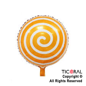 GLOBO MYLAR REDONDO 18  ESPIRAL NARANJA ENVASADO HS7958-G-3 X 1 X ( 5 )