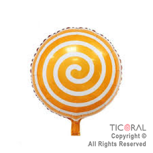 GLOBO MYLAR REDONDO 18  ESPIRAL NARANJA ENVASADO HS7958-G-3 X 1 X ( 5 )