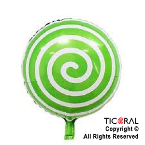 GLOBO MYLAR REDONDO 18  ESPIRAL VERDE ENVASADO HS7958-G-4 X 1 X ( 5 )