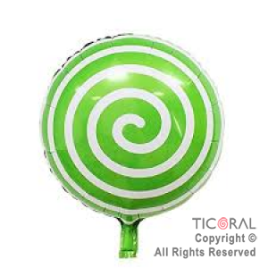 GLOBO MYLAR REDONDO 18  ESPIRAL VERDE ENVASADO HS7958-G-4 X 1 X ( 5 )