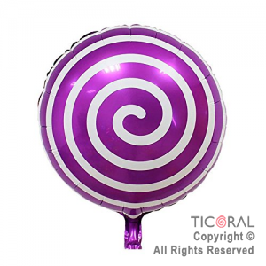 GLOBO MYLAR REDONDO 18  ESPIRAL VIOLETA ENVASADO HS7958-G-5 X 1 X ( 5 )