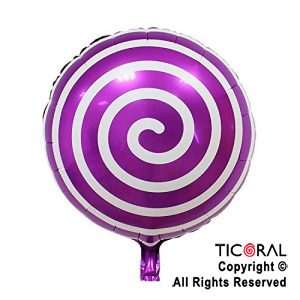 GLOBO MYLAR REDONDO 18  ESPIRAL VIOLETA ENVASADO HS7958-G-5 X 1 X ( 5 )