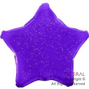 GLOBO MYLAR ESTRELLA 18  VIOLETA HOLOGRAFICO ENVASADO HS7958-N-4 X 1 X ( 5 )