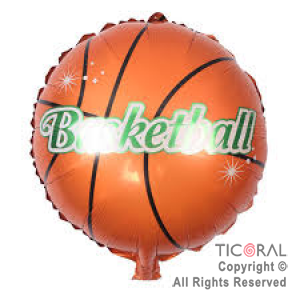 GLOBO MYLAR REDONDO 18  PELOTA BASKET ENVASADO HS7958-M-2 X 1 X ( 5 )