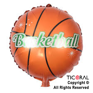 GLOBO MYLAR REDONDO 18  PELOTA BASKET ENVASADO HS7958-M-2 X 1 X ( 5 )