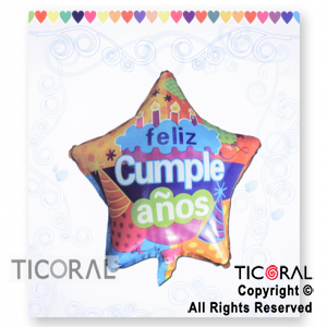 GLOBO MYLAR ESTRELLA 18 FELIZ CUMPLEAOS ENVASADO   HS7958-K X 1 X ( 5 )