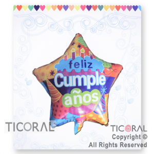 GLOBO MYLAR ESTRELLA 18 FELIZ CUMPLEAOS ENVASADO   HS7958-K X 1 X ( 5 )