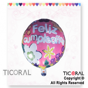 GLOBO MYLAR REDONDO 18 FELIZ CUMPLEAOS ENVASADO HS8139 X 1 X ( 5 )