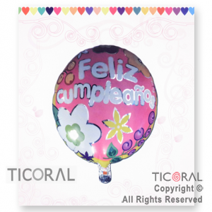 GLOBO MYLAR REDONDO 18 FELIZ CUMPLEAOS ENVASADO HS8139 X 1 X ( 5 )