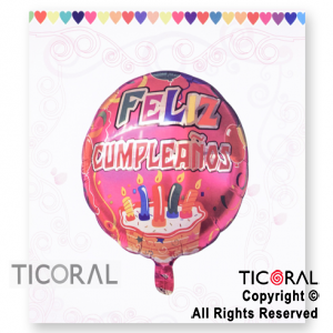 GLOBO MYLAR REDONDO 18 FELIZ CUMPLEAOS ENVASADO HS8140 X 1 X ( 5 )