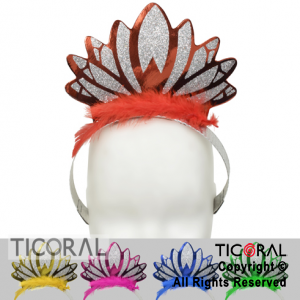 TIARA VINCHA CON PLUMA DISEO PRINCESA CON GIBRE HS7510 x 6