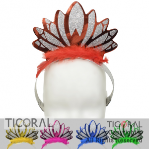 TIARA VINCHA CON PLUMA DISEO PRINCESA CON GIBRE HS7510 x 6