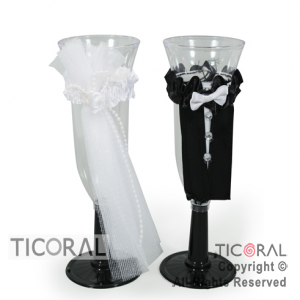 DECORACION PARA VASOS COPAS Y BOTELLAS DE NOVIO Y NOVIA HS7610 x 1