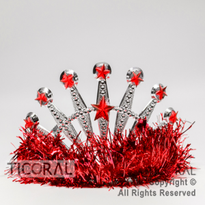 TIARA TINSEL PLATA CON ROJO HS7975-3 x 1