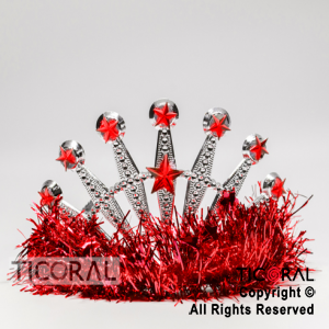 TIARA TINSEL PLATA CON ROJO HS7975-3 x 1