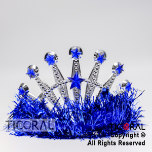 TIARA TINSEL PLATA CON AZUL HS7975-4 x 1