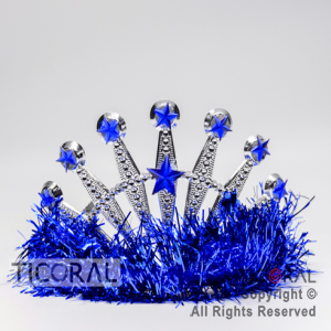 TIARA TINSEL PLATA CON AZUL HS7975-4 x 1