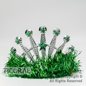 TIARA TINSEL PLATA CON VERDE HS7975-5 x 1